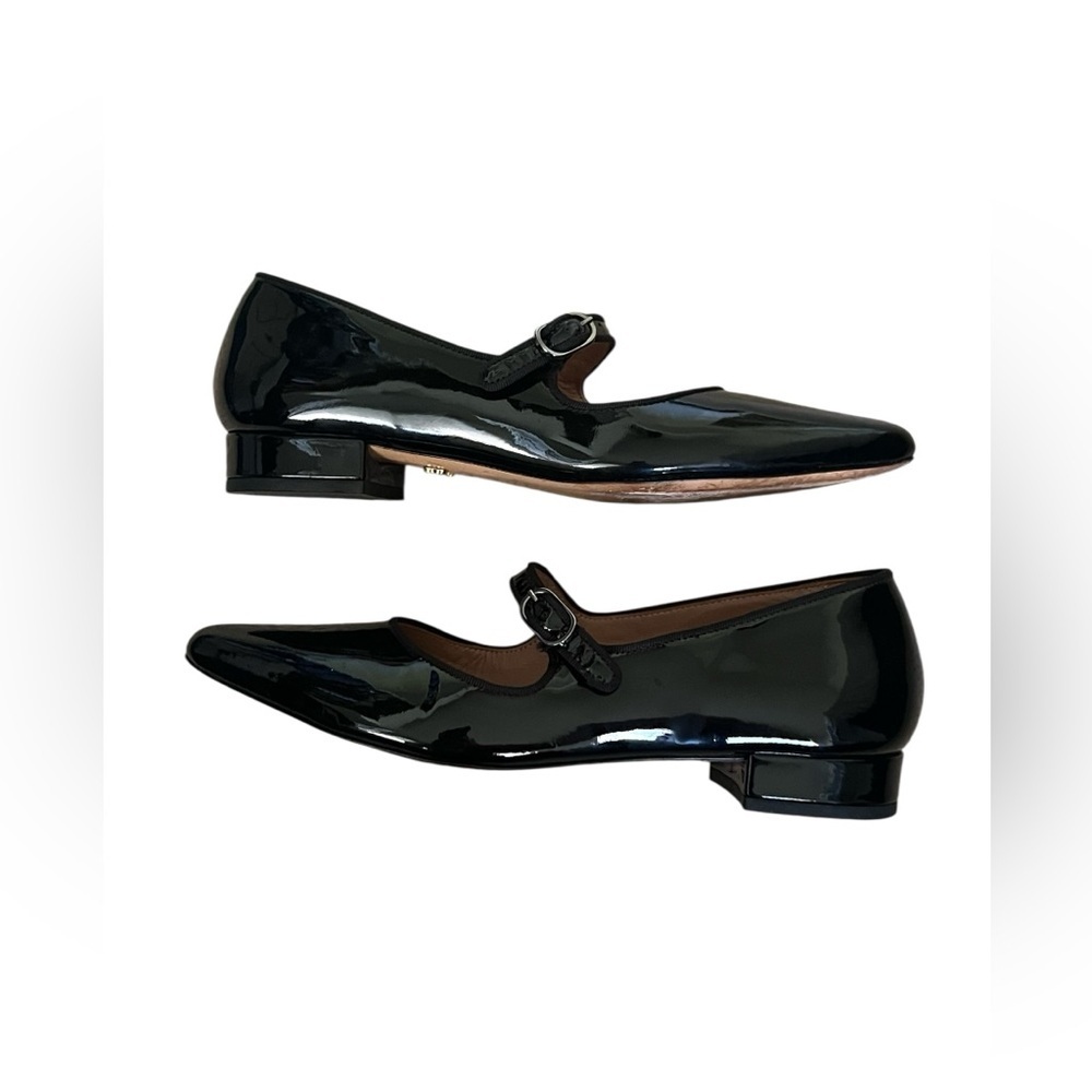 AlexaChung Black Patent Pointed Toe Mary Jane Heeled Flats EU 37